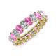 3 - Amelia 5x3 mm Oval Shape Pink Sapphire and Lab Grown Diamond Side Gallery Work Eternity Band 