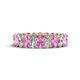 1 - Amelia 5x3 mm Oval Shape Pink Sapphire and Lab Grown Diamond Side Gallery Work Eternity Band 