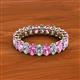 2 - Amelia 5x3 mm Oval Shape Pink Sapphire and Lab Grown Diamond Side Gallery Work Eternity Band 
