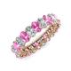 3 - Amelia 5x3 mm Oval Shape Pink Sapphire and Lab Grown Diamond Side Gallery Work Eternity Band 