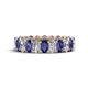 1 - Amelia 5x3 mm Oval Shape Iolite and Lab Grown Diamond Side Gallery Work Eternity Band 