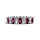 1 - Amelia 5x3 mm Oval Shape Rhodolite Garnet and Lab Grown Diamond Side Gallery Work Eternity Band 