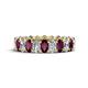1 - Amelia 5x3 mm Oval Shape Rhodolite Garnet and Lab Grown Diamond Side Gallery Work Eternity Band 