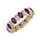 3 - Amelia 5x3 mm Oval Shape Rhodolite Garnet and Lab Grown Diamond Side Gallery Work Eternity Band 