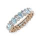 3 - Amelia 5x3 mm Oval Shape Aquamarine and Lab Grown Diamond Side Gallery Work Eternity Band 