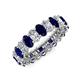 3 - Amelia 5x3 mm Oval Shape Blue Sapphire and Lab Grown Diamond Side Gallery Work Eternity Band 