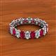 2 - Amelia 5x3 mm Oval Shape Ruby and Lab Grown Diamond Side Gallery Work Eternity Band 