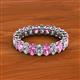 2 - Amelia 5x3 mm Oval Shape Pink Sapphire and Lab Grown Diamond Side Gallery Work Eternity Band 