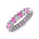 3 - Amelia 5x3 mm Oval Shape Pink Sapphire and Lab Grown Diamond Side Gallery Work Eternity Band 