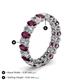 4 - Amelia 5x3 mm Oval Shape Rhodolite Garnet and Lab Grown Diamond Side Gallery Work Eternity Band 