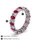 4 - Amelia 5x3 mm Oval Shape Ruby and Lab Grown Diamond Side Gallery Work Eternity Band 