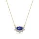 1 - Bellezza 5x3 mm Oval Shape Iolite and Round Diamond Half Halo Pendant Necklace 