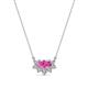 1 - Bellezza 5x3 mm Oval Shape Pink Sapphire and Round Diamond Half Halo Pendant Necklace 