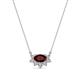 1 - Bellezza 5x3 mm Oval Shape Red Garnet and Round Diamond Half Halo Pendant Necklace 