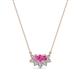 1 - Bellezza 5x3 mm Oval Shape Pink Sapphire and Round Diamond Half Halo Pendant Necklace 