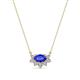 1 - Bellezza 5x3 mm Oval Shape Tanzanite and Round Diamond Half Halo Pendant Necklace 
