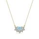 1 - Bellezza 5x3 mm Oval Shape Aquamarine and Round Diamond Half Halo Pendant Necklace 