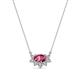 1 - Bellezza 5x3 mm Oval Shape Pink Tourmaline and Round Diamond Half Halo Pendant Necklace 