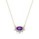 1 - Bellezza 5x3 mm Oval Shape Amethyst and Round Diamond Half Halo Pendant Necklace 