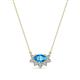 1 - Bellezza 5x3 mm Oval Shape Blue Topaz and Round Diamond Half Halo Pendant Necklace 