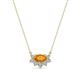 1 - Bellezza 5x3 mm Oval Shape Citrine and Round Diamond Half Halo Pendant Necklace 