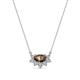 1 - Bellezza 5x3 mm Oval Shape Smoky Quartz and Round Diamond Half Halo Pendant Necklace 