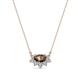 1 - Bellezza 5x3 mm Oval Shape Smoky Quartz and Round Diamond Half Halo Pendant Necklace 