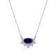 1 - Bellezza 5x3 mm Oval Shape Blue Sapphire and Round Diamond Half Halo Pendant Necklace 