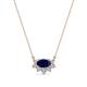 1 - Bellezza 5x3 mm Oval Shape Blue Sapphire and Round Diamond Half Halo Pendant Necklace 