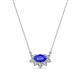 1 - Bellezza 5x3 mm Oval Shape Tanzanite and Round Diamond Half Halo Pendant Necklace 