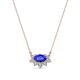 1 - Bellezza 5x3 mm Oval Shape Tanzanite and Round Diamond Half Halo Pendant Necklace 