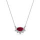 1 - Bellezza 5x3 mm Oval Shape Ruby and Round Diamond Half Halo Pendant Necklace 