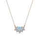 1 - Bellezza 5x3 mm Oval Shape Aquamarine and Round Diamond Half Halo Pendant Necklace 