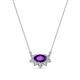 1 - Bellezza 5x3 mm Oval Shape Amethyst and Round Diamond Half Halo Pendant Necklace 