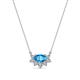 1 - Bellezza 5x3 mm Oval Shape Blue Topaz and Round Diamond Half Halo Pendant Necklace 