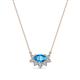 1 - Bellezza 5x3 mm Oval Shape Blue Topaz and Round Diamond Half Halo Pendant Necklace 