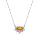 1 - Bellezza 5x3 mm Oval Shape Citrine and Round Diamond Half Halo Pendant Necklace 