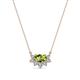 1 - Bellezza 5x3 mm Oval Shape Peridot and Round Diamond Half Halo Pendant Necklace 