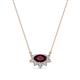 1 - Bellezza 5x3 mm Oval Shape Rhodolite Garnet and Round Diamond Half Halo Pendant Necklace 