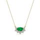 1 - Bellezza 5x3 mm Oval Shape Emerald and Round Diamond Half Halo Pendant Necklace 