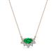 1 - Bellezza 5x3 mm Oval Shape Emerald and Round Diamond Half Halo Pendant Necklace 
