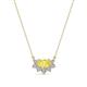1 - Bellezza 5x3 mm Oval Shape Yellow Sapphire and Round Diamond Half Halo Pendant Necklace 