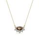 1 - Bellezza 5x3 mm Oval Shape Smoky Quartz and Round Diamond Half Halo Pendant Necklace 