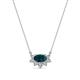 1 - Bellezza 5x3 mm Oval Shape London Blue Topaz and Round Diamond Half Halo Pendant Necklace 