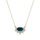 1 - Bellezza 5x3 mm Oval Shape London Blue Topaz and Round Diamond Half Halo Pendant Necklace 