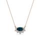 1 - Bellezza 5x3 mm Oval Shape London Blue Topaz and Round Diamond Half Halo Pendant Necklace 