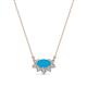 1 - Bellezza 5x3 mm Oval Shape Turquoise and Round Diamond Half Halo Pendant Necklace 