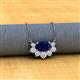 2 - Bellezza 5x3 mm Oval Shape Blue Sapphire and Round Diamond Half Halo Pendant Necklace 