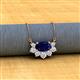 2 - Bellezza 5x3 mm Oval Shape Blue Sapphire and Round Diamond Half Halo Pendant Necklace 