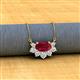 2 - Bellezza 5x3 mm Oval Shape Ruby and Round Diamond Half Halo Pendant Necklace 